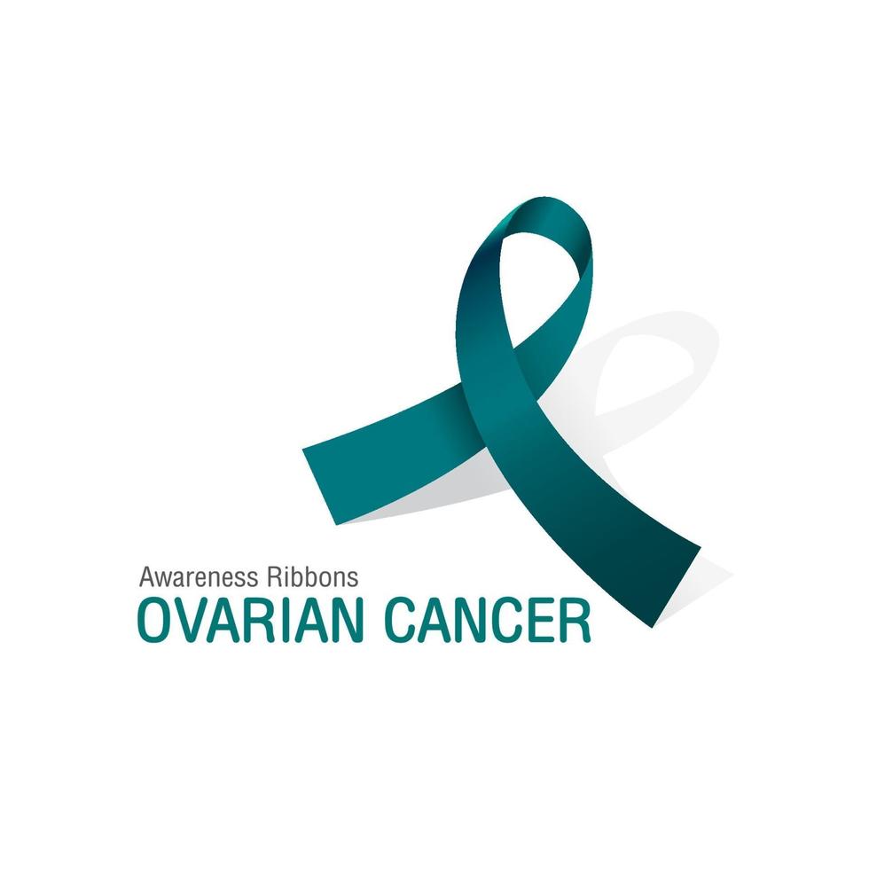 Teal Awareness Ribbons of Ovarian cancerVector illustration. vector