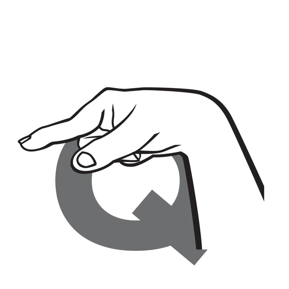 Hand sign language alphabet Letter Q Vector Illustration. 3228505