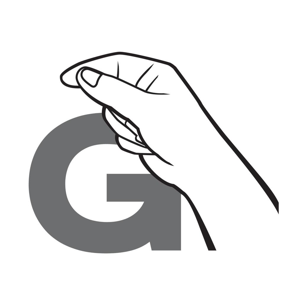 Hand sign language alphabet Letter G Vector Illustration.