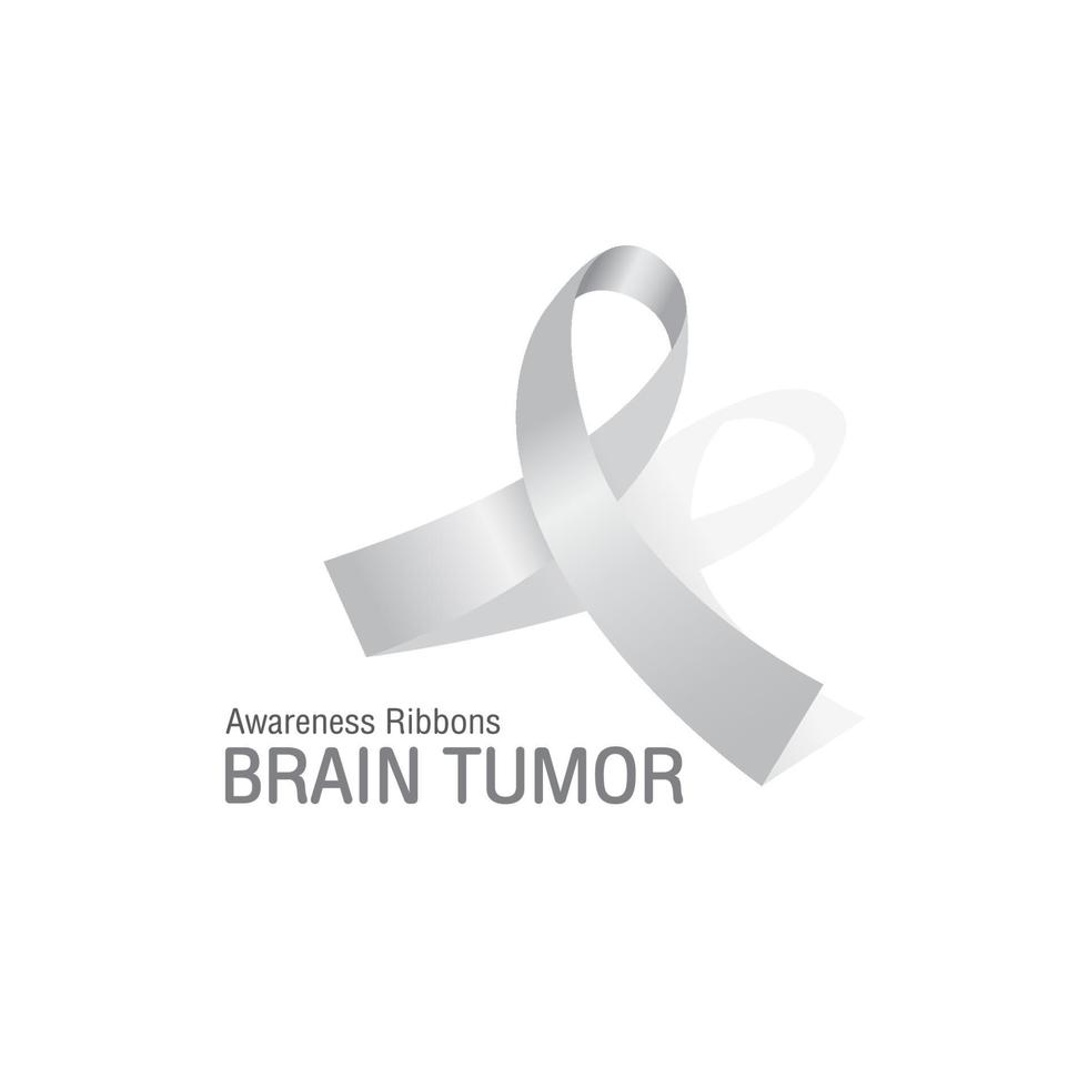 Grey Awareness Ribbons of Brain tumor cancerVector illustration. vector