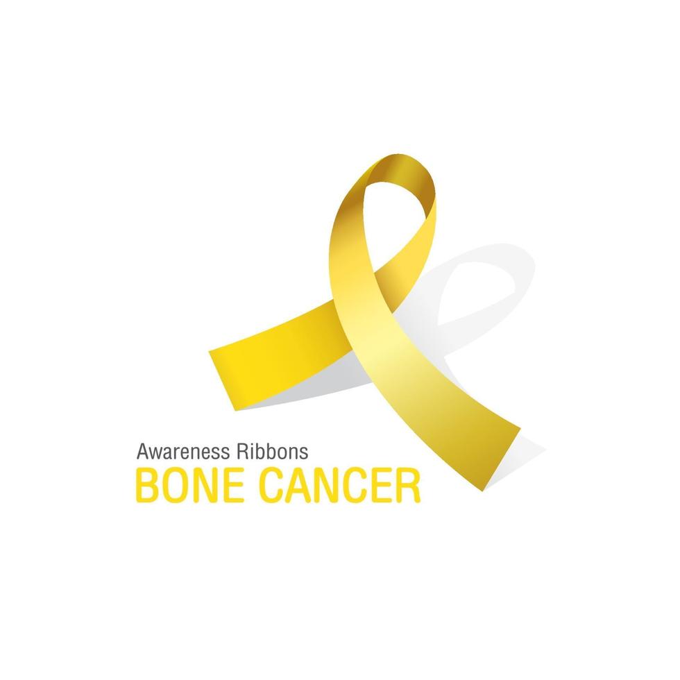 Yellow Awareness Ribbons of Bone cancerVector illustration. vector