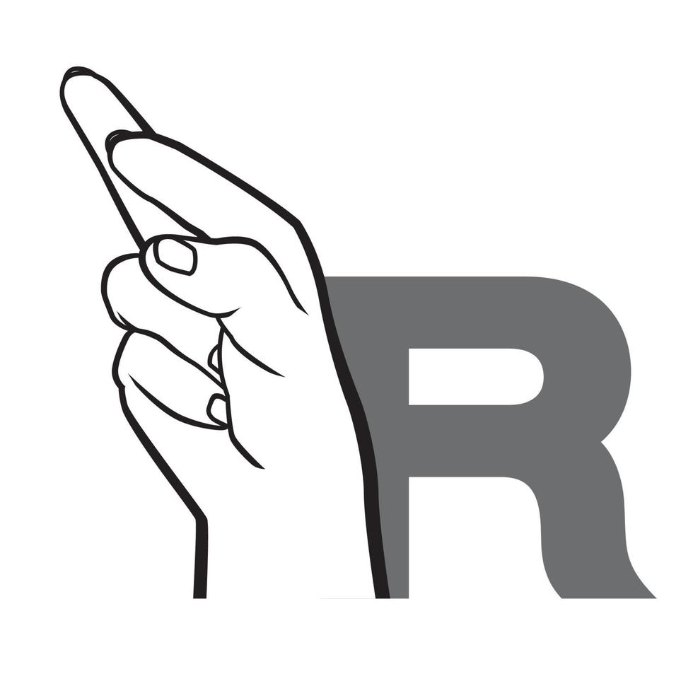 Hand sign language alphabet Letter R Vector Illustration. 3228520