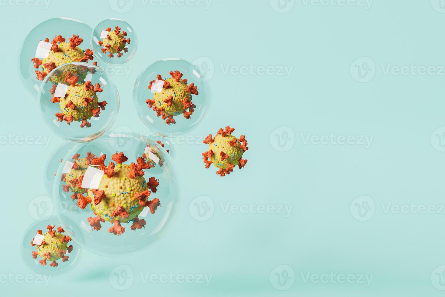 Coronavirus cells inside bubbles photo