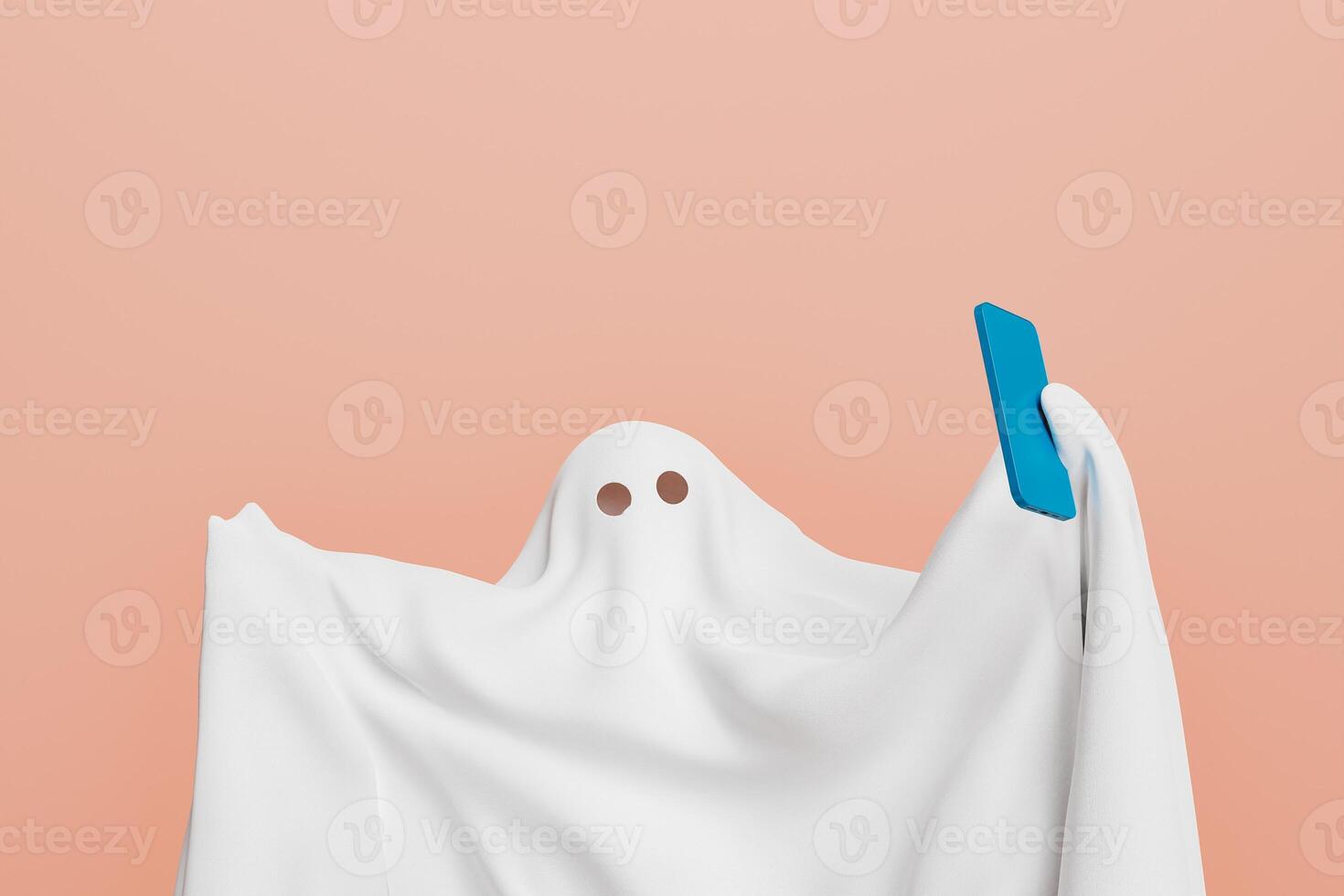 Ghost taking a selfie with a smartphone photo