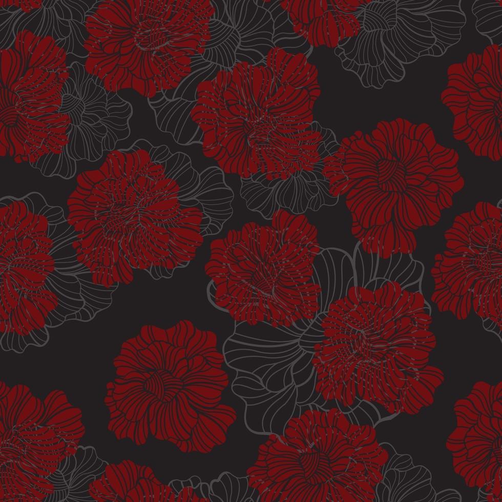 flores rojas de patrones sin fisuras vector