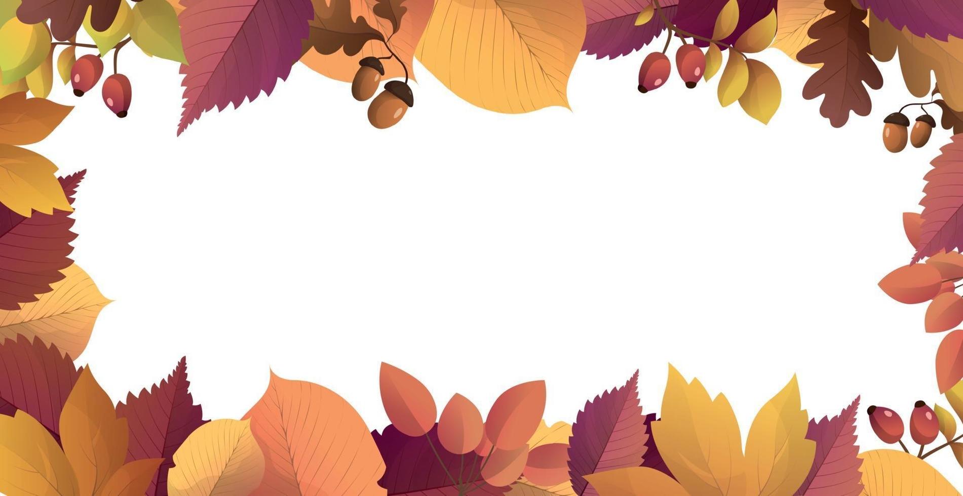 Realistic autumn foliage, white background with space for text vector