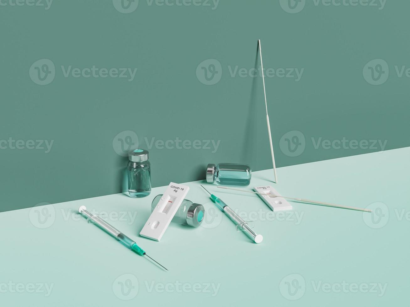 kit de vacunación y pruebas rápidas covid foto