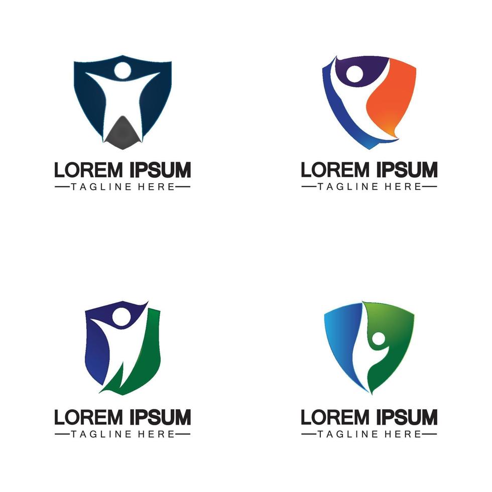 People shield icon.Life Insurance logo, protect human or insurance vector