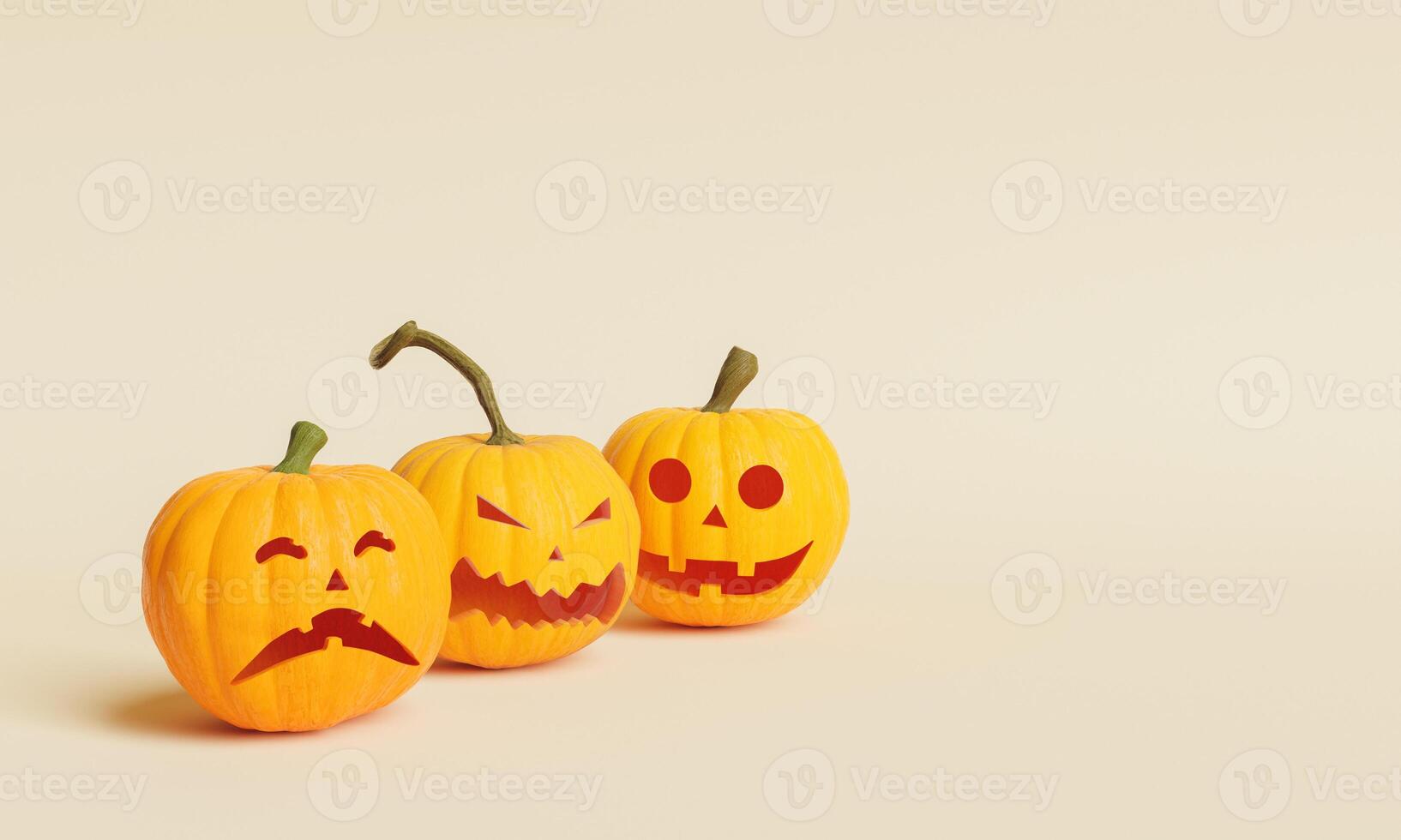 calabazas de halloween sobre fondo pastel foto