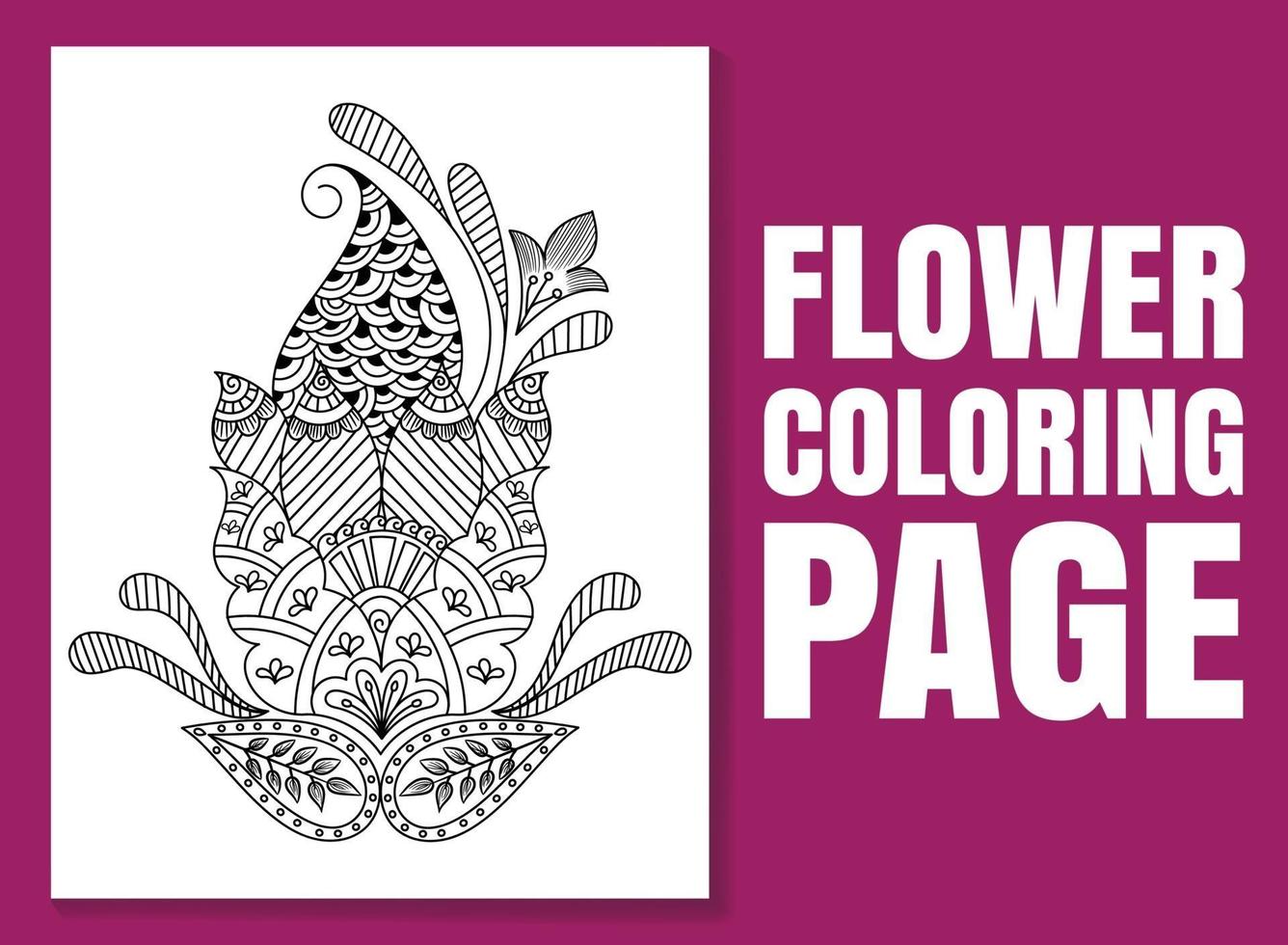 Página para colorear de flores para adultos y niños. libro para colorear de flores. vector