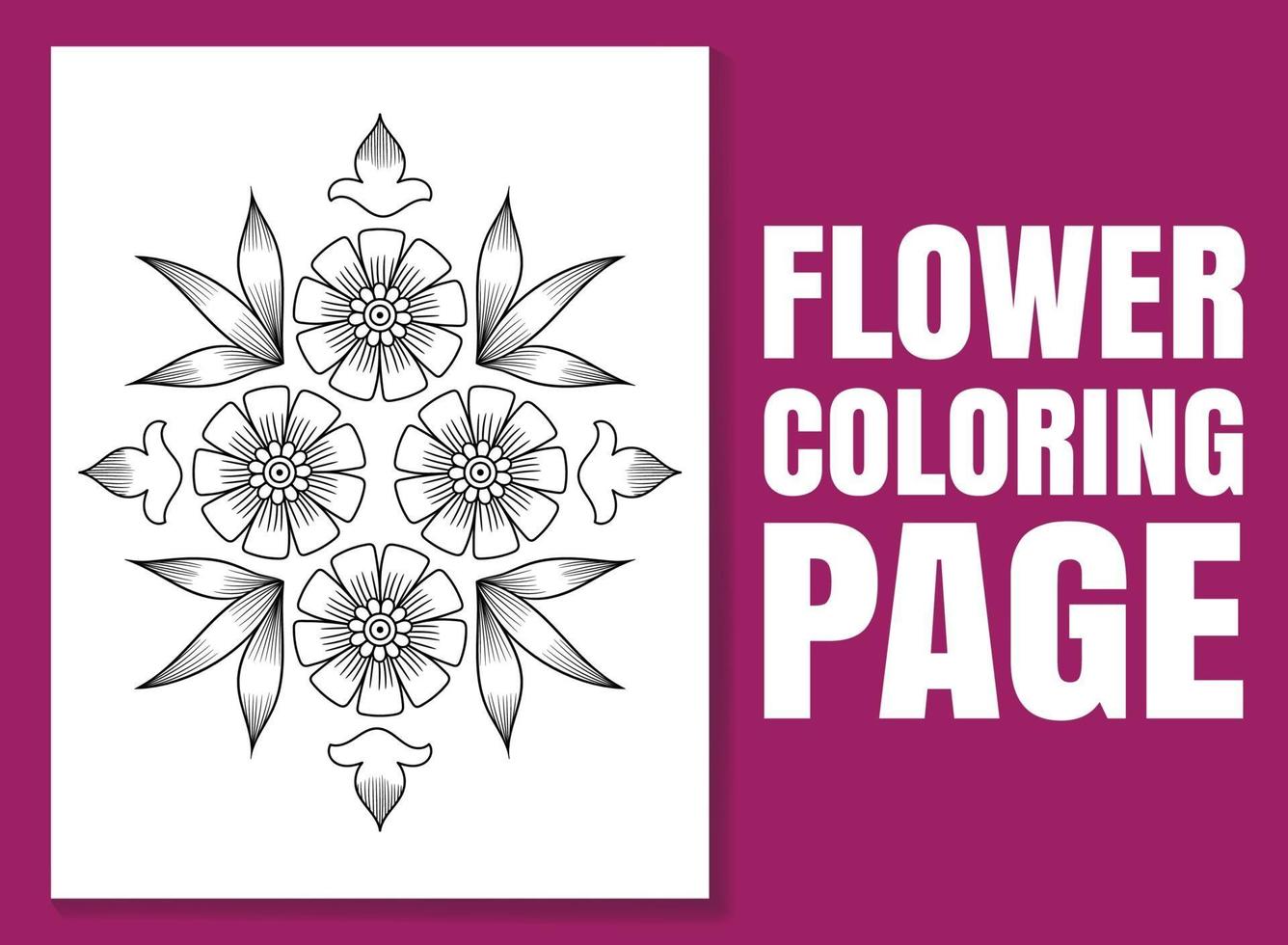 Página para colorear de flores para adultos y niños. libro para colorear de flores. vector