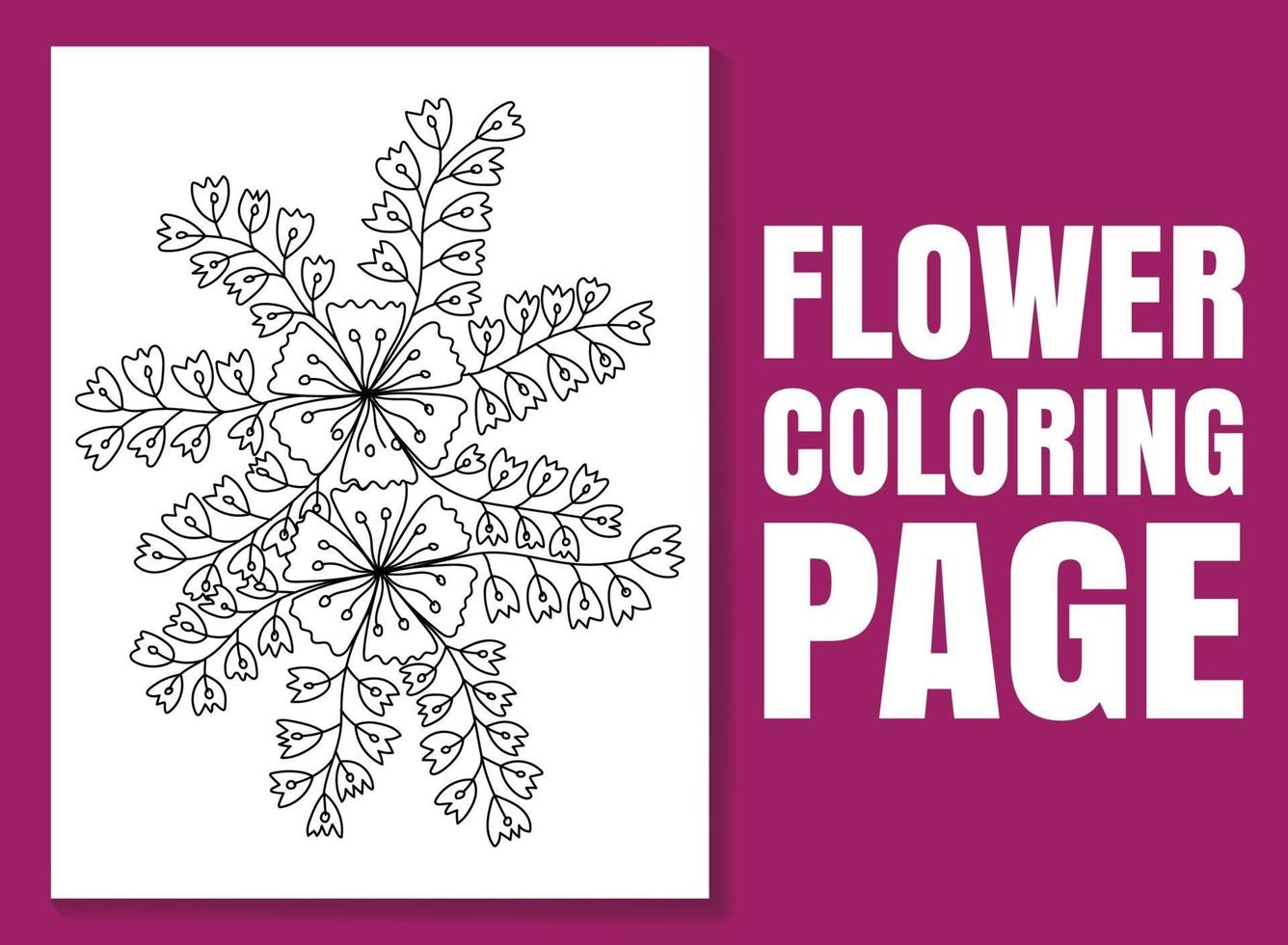 Página para colorear de flores para adultos y niños. ilustración dibujada a mano vector