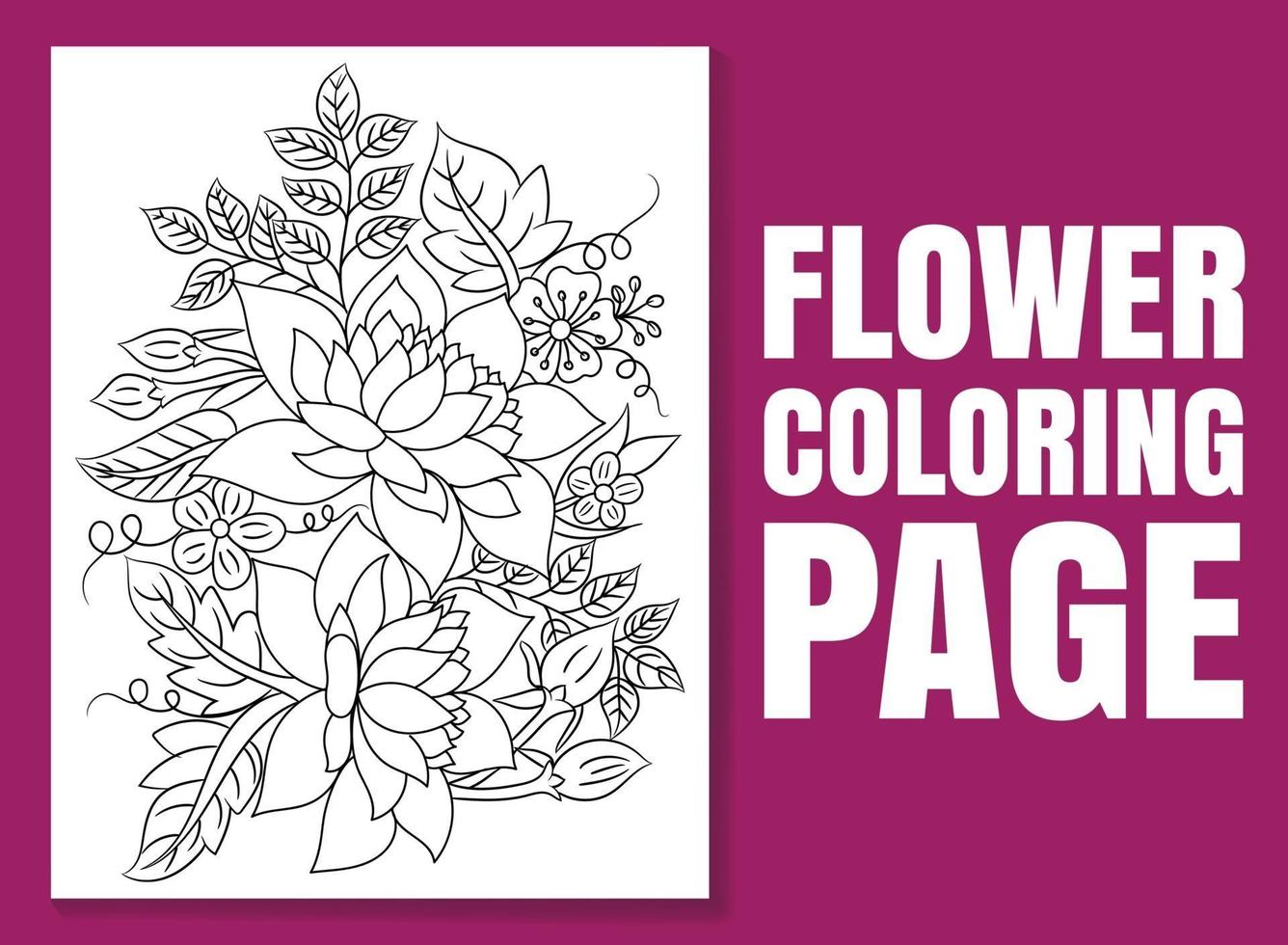 Página para colorear de flores. libro para colorear de flores. vector