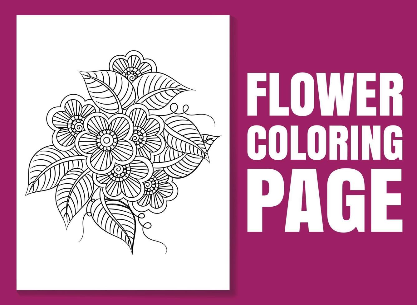 Página para colorear de flores. libro para colorear de flores. vector