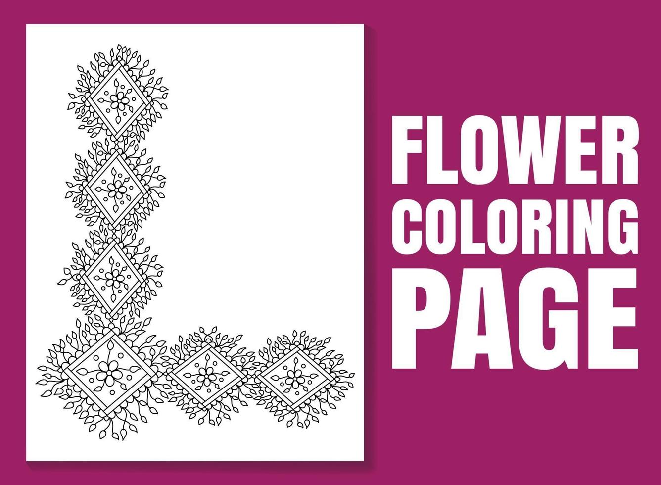 Página para colorear de flores. libro para colorear de flores. vector