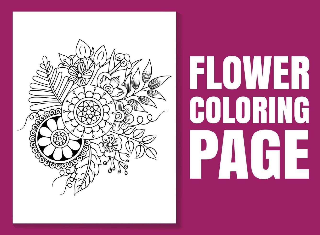 Página para colorear de flores. libro para colorear de flores. vector