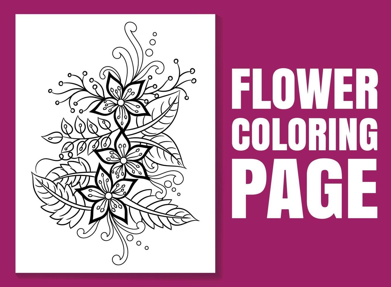 Flower coloring page for adults and children. Hand-drawn illustration vector