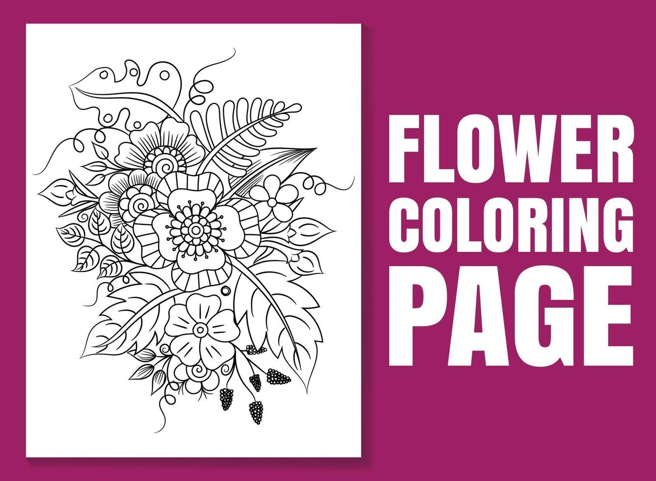 Página para colorear de flores. libro para colorear de flores. vector