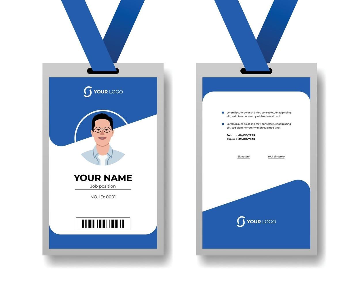 professional corporate id card template with realistic mockup vector