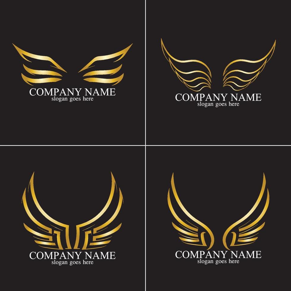 wings gold logo vector illustration template-vector