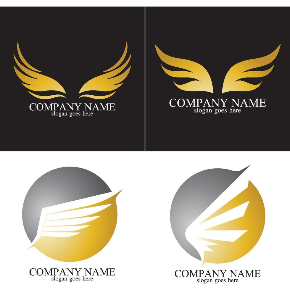 wings gold logo vector illustration template-vector