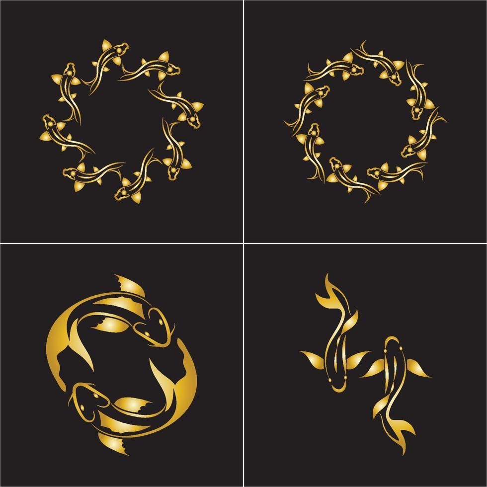 Plantilla de diseño de icono de vector de logo de pez dorado y yin yang