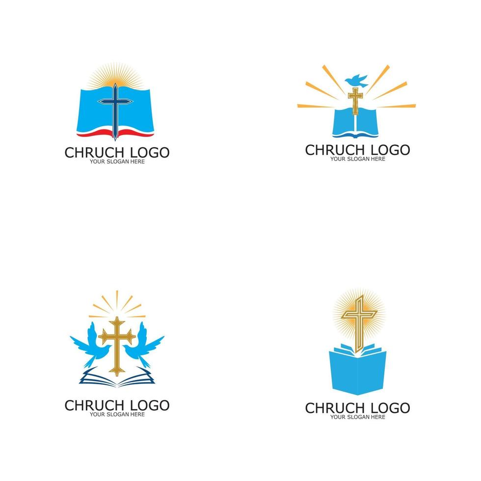 logo church.christian symbol,the bible and the cross vector