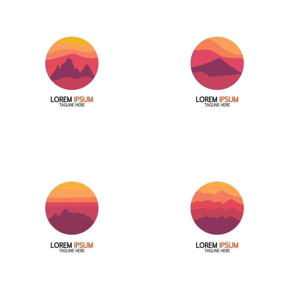 Isolated round sunset vector logo. Minimalistic evening sky.