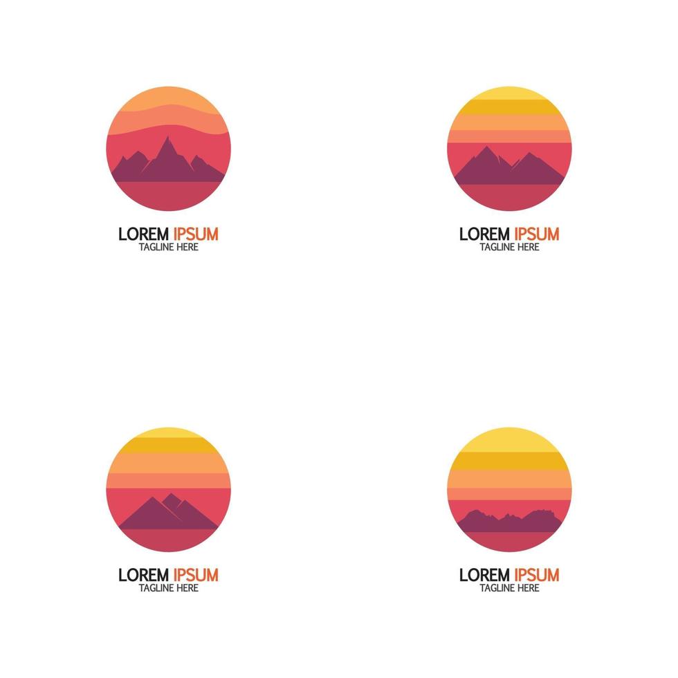 Isolated round sunset vector logo. Minimalistic evening sky.