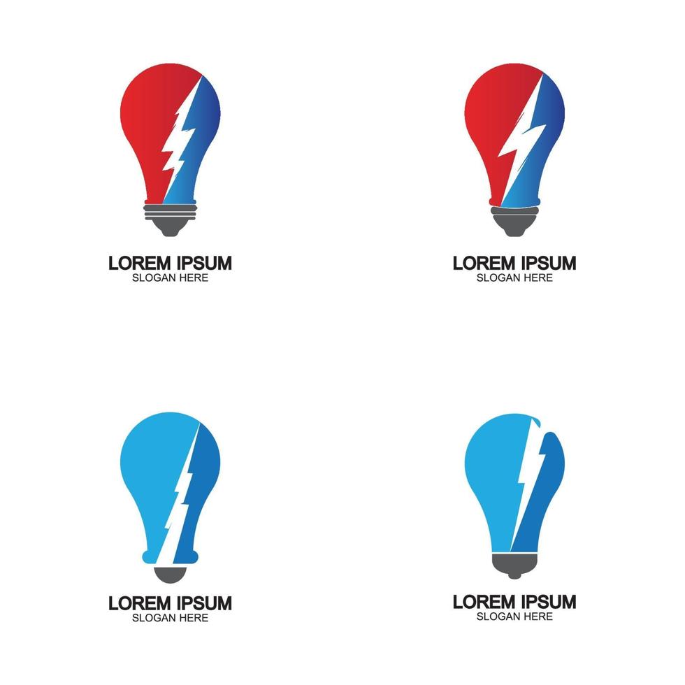 Bulb energy thunder bolt concept logo icon vector template