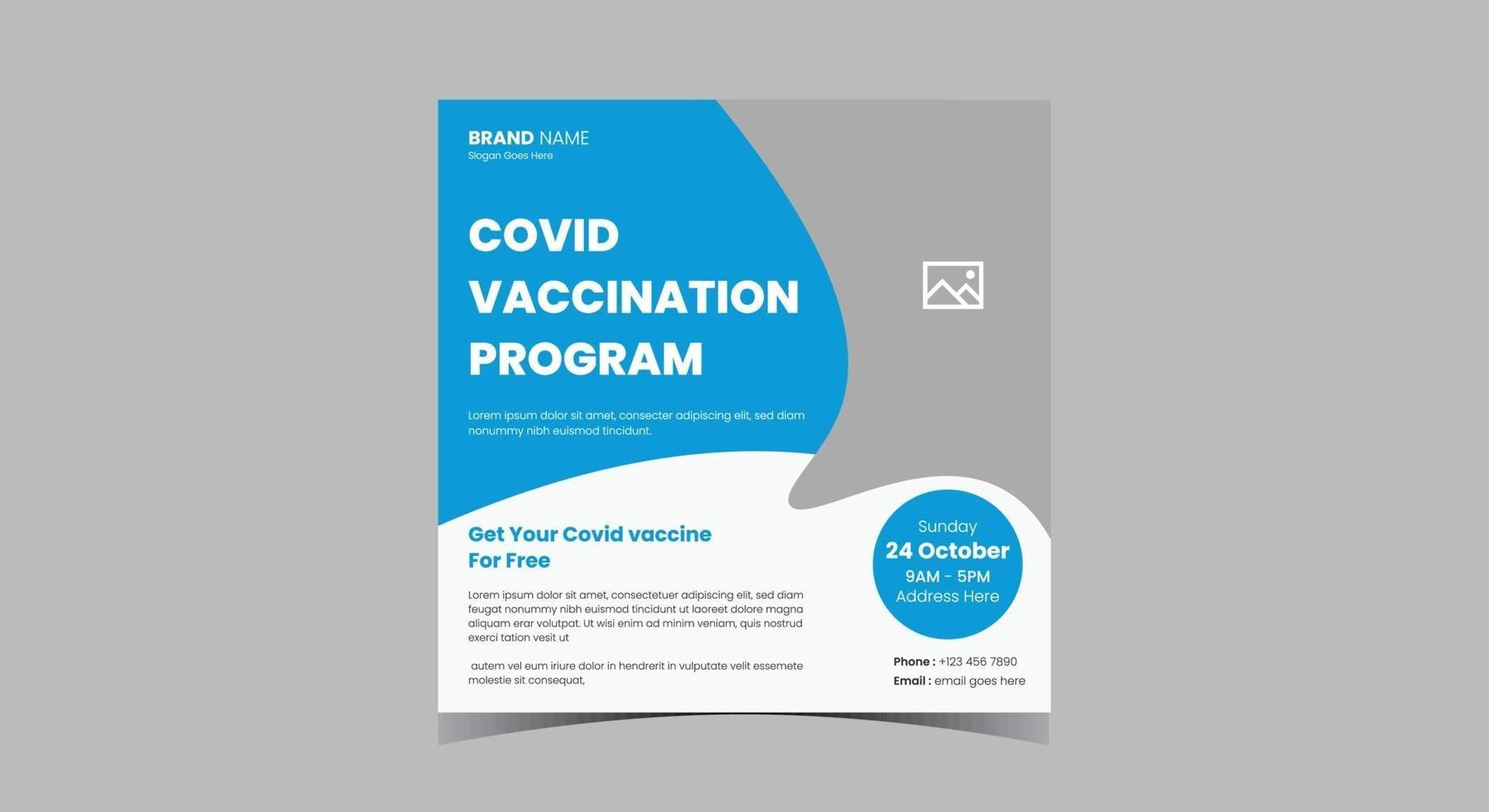 Virus vaccination social media post design. vector