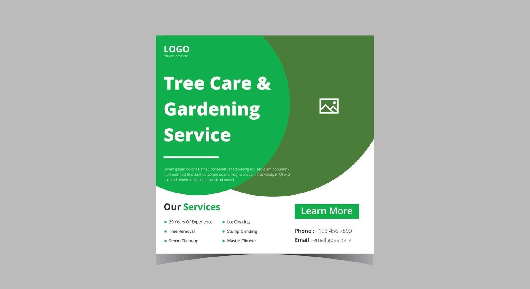 publicación de redes sociales del servicio de árboles. servicio de limpieza de jardines redes sociales vector