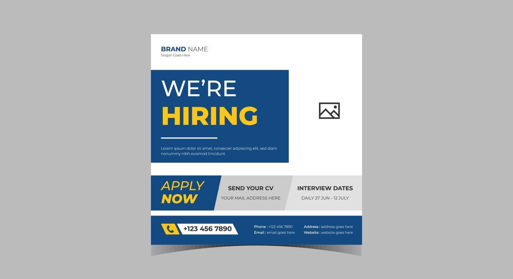 We are hiring social media posts. Recruitment social media banner. vector