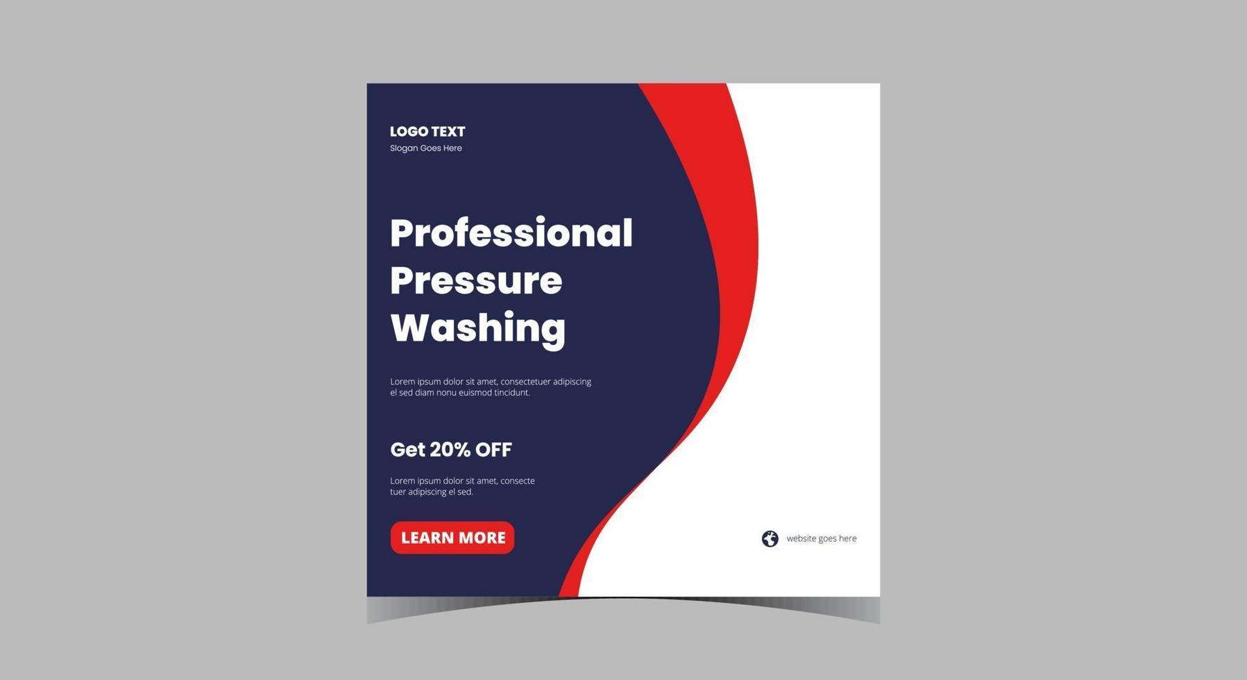 Pressure washing service social media template vector