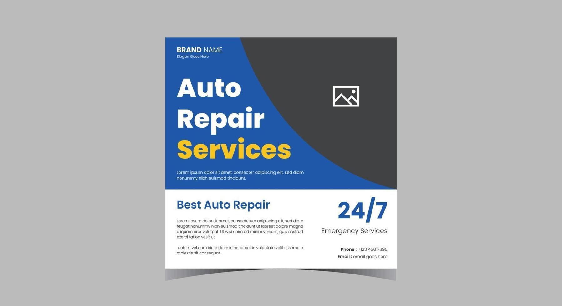 Auto repair service social media post. Car maintenance service vector