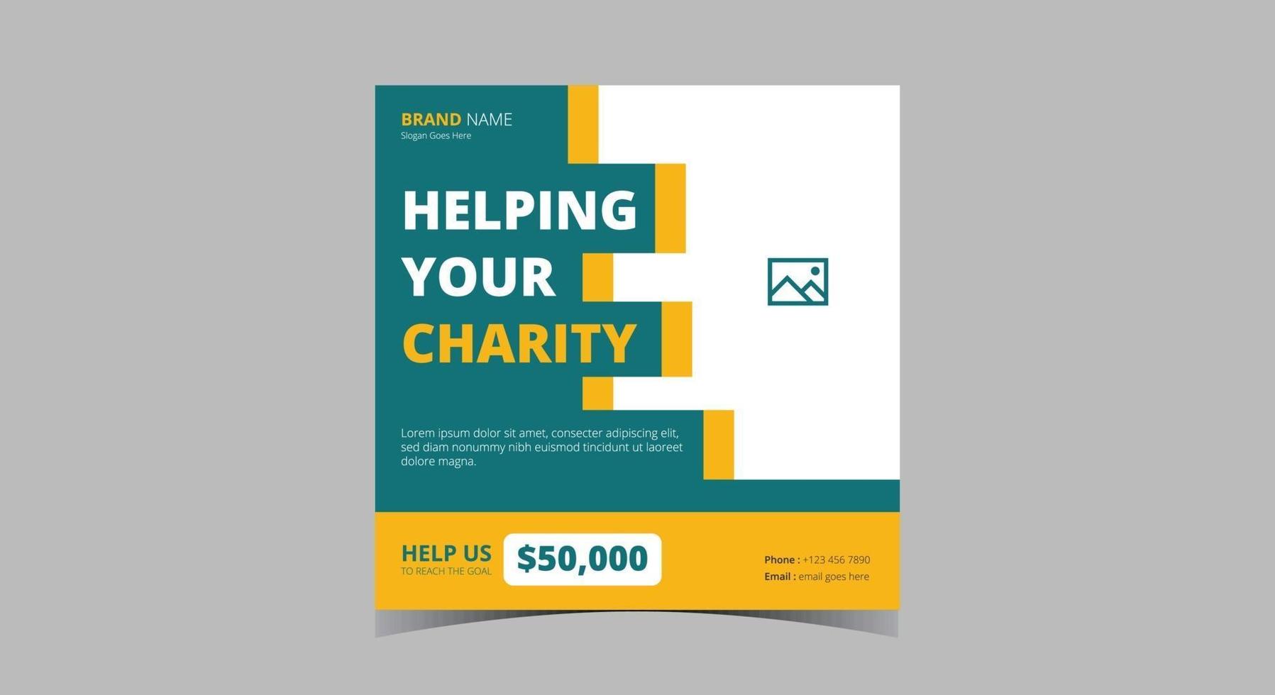 Charity social media post design. Donate in your charity social media vector