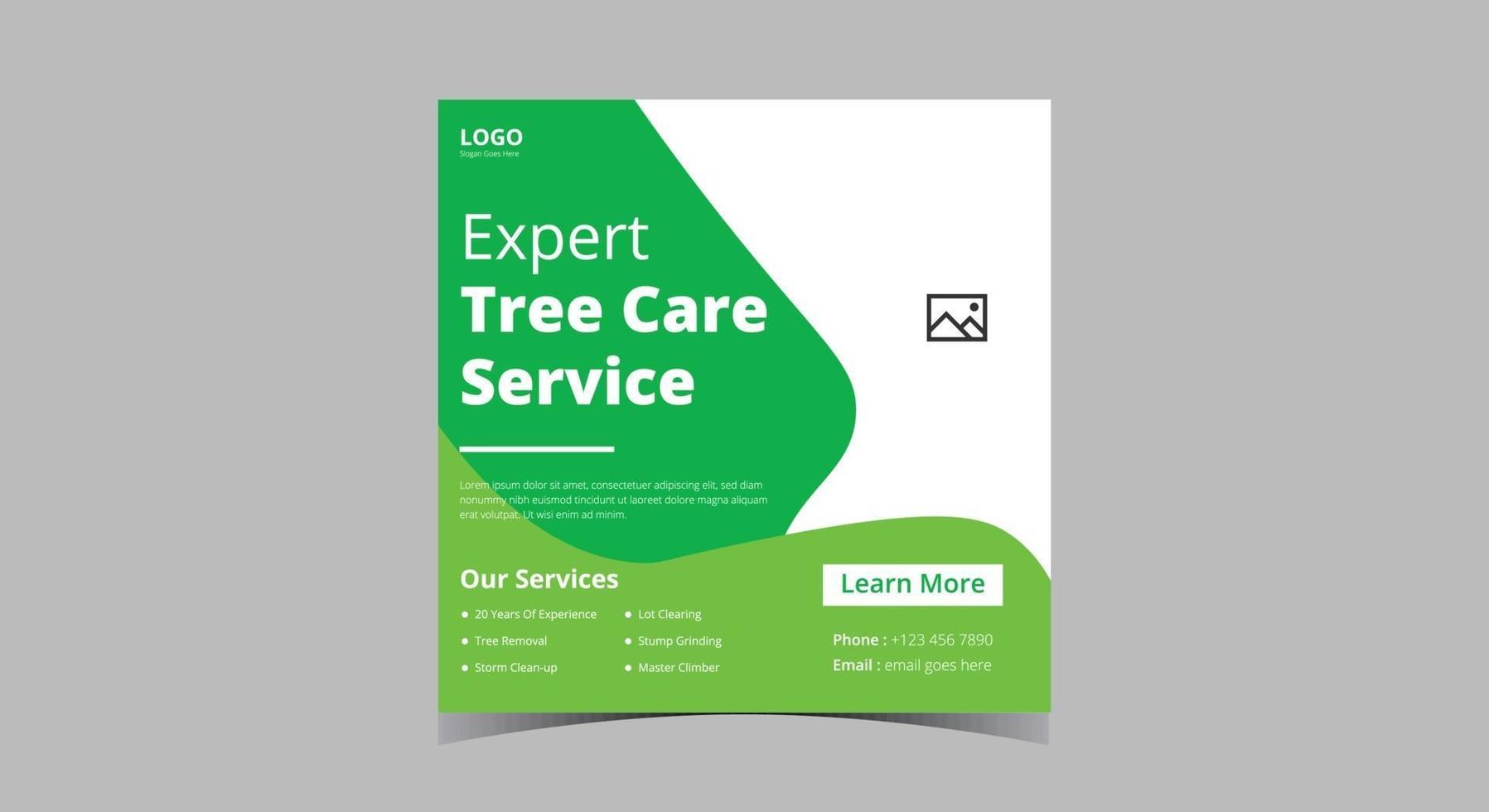 Tree service social media post. Garden cleaning service social media vector