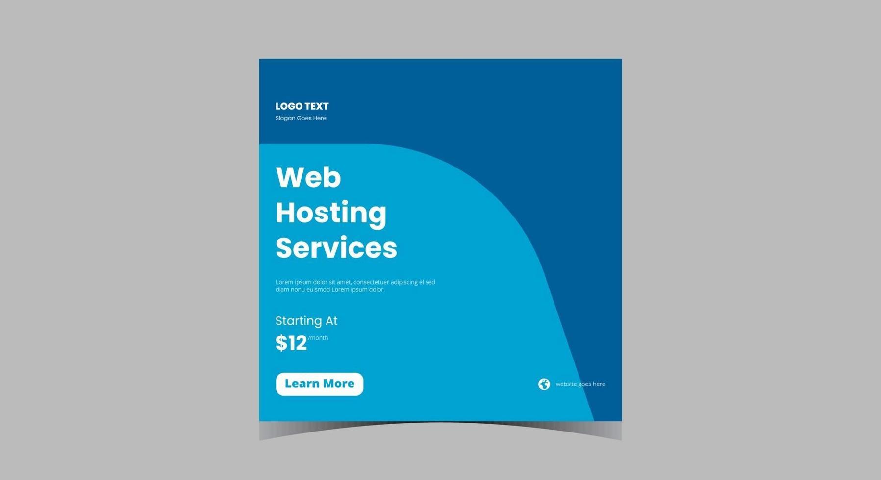 Cloud hosting service social media post design vector