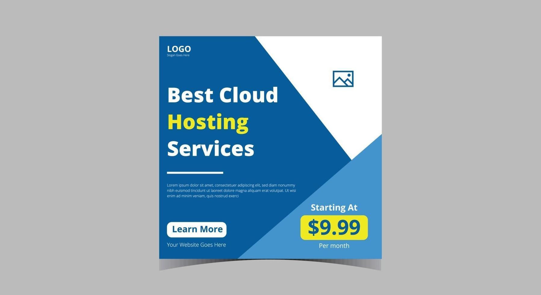 Cloud hosting service social media post design vector