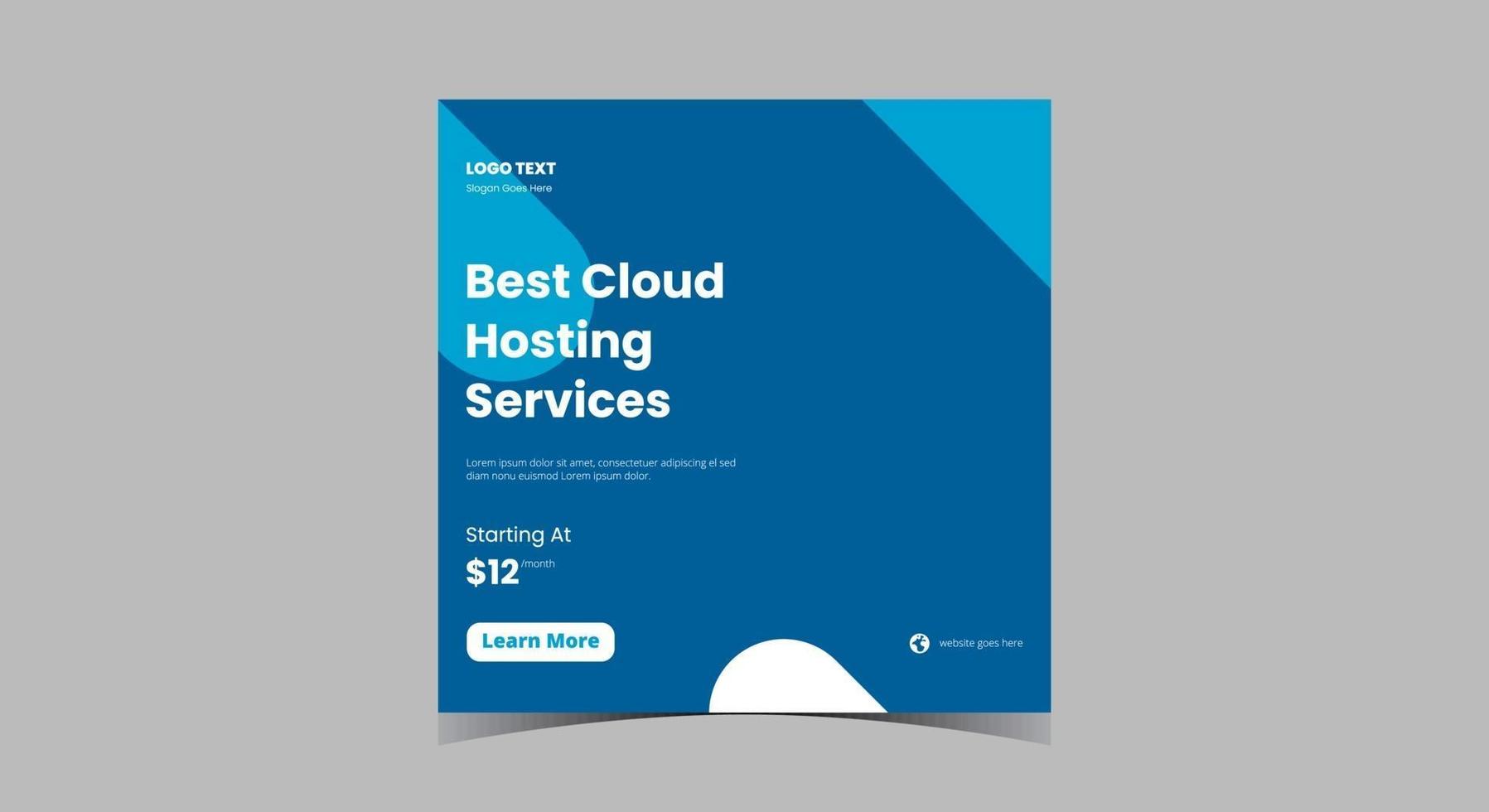 Cloud hosting service social media post design vector