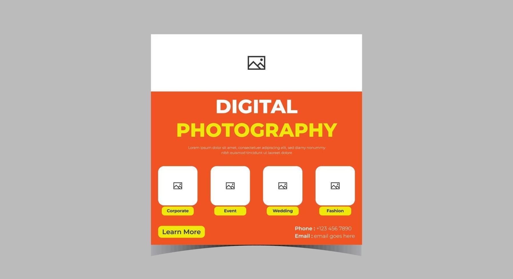 Photography service social media post design vector