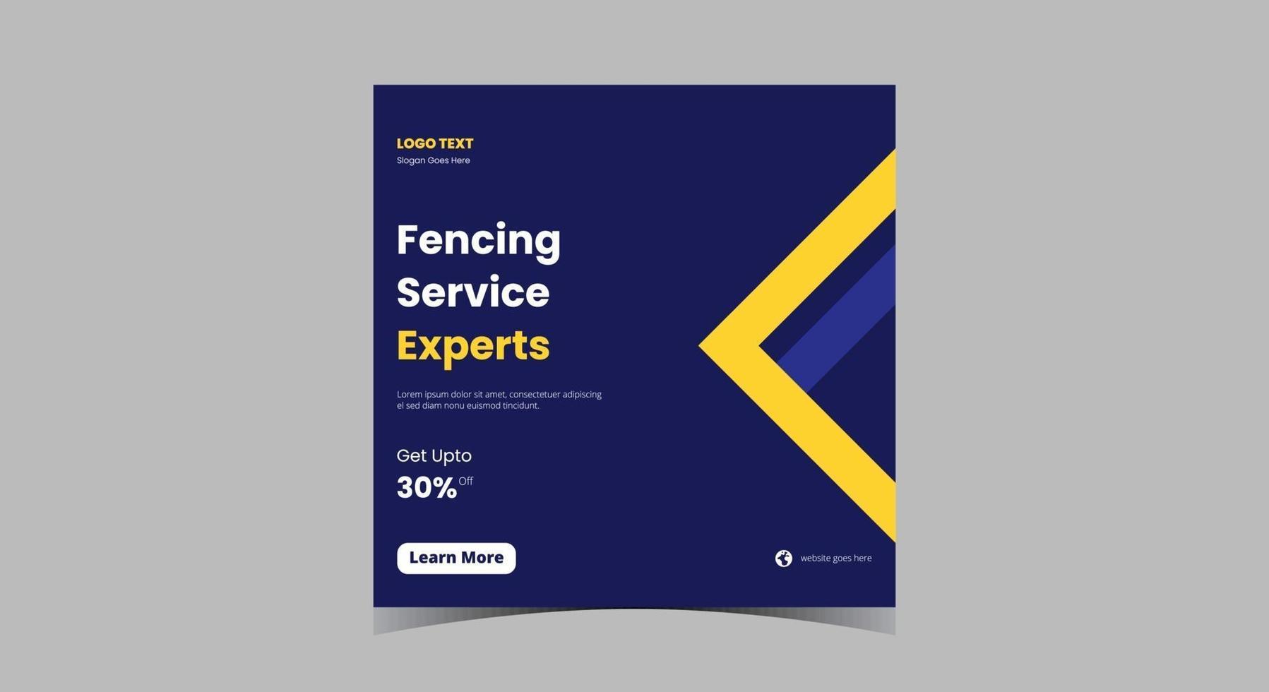 Fencing service social media post design vector