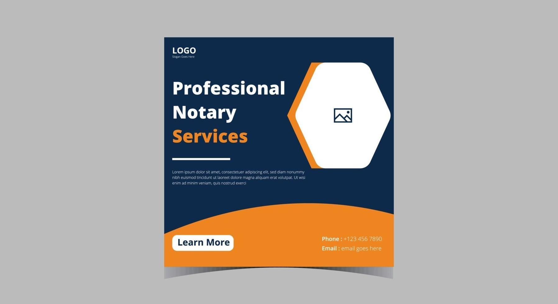 Notary service social media post design vector