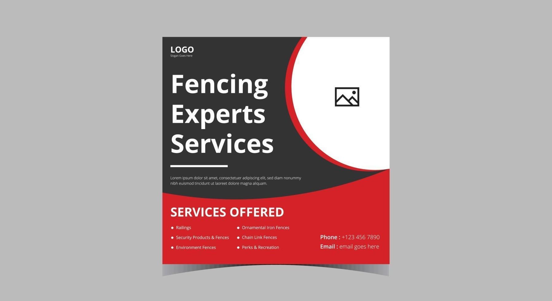 Fencing service social media post design vector