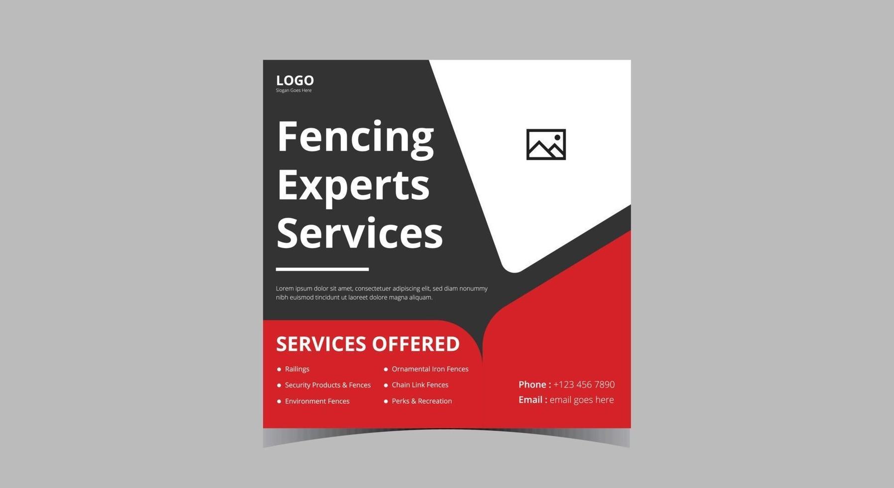 Fencing service social media post design vector