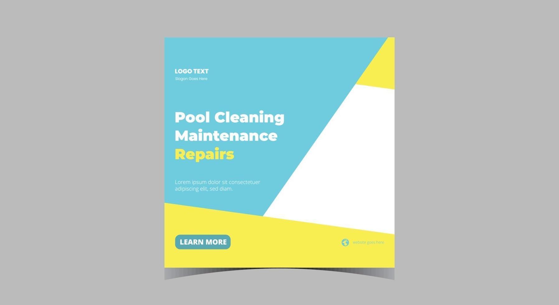Pool cleaning service social media post vector