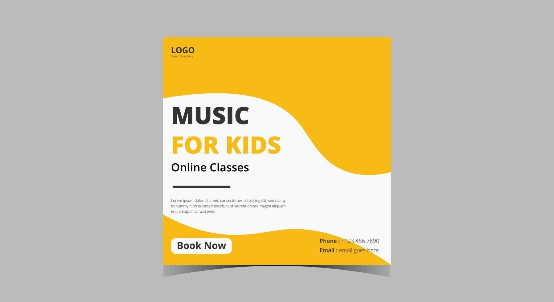 Kids music lesson social media post design vector