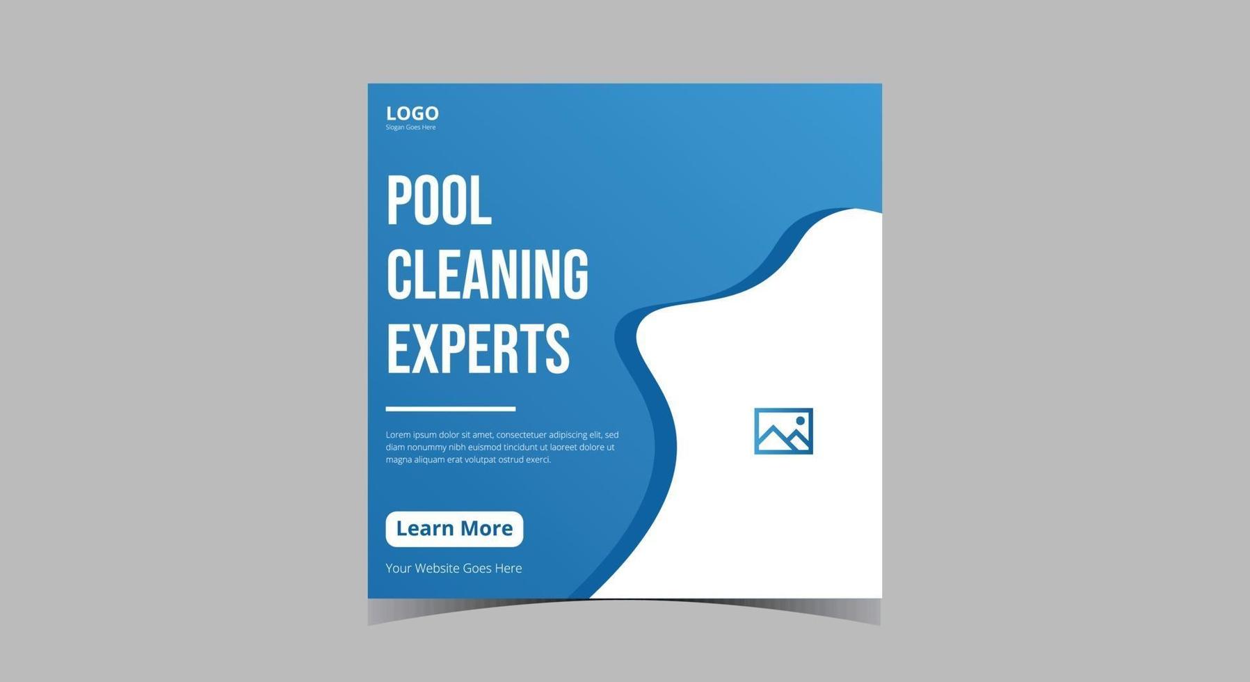 Pool cleaning service social media post vector