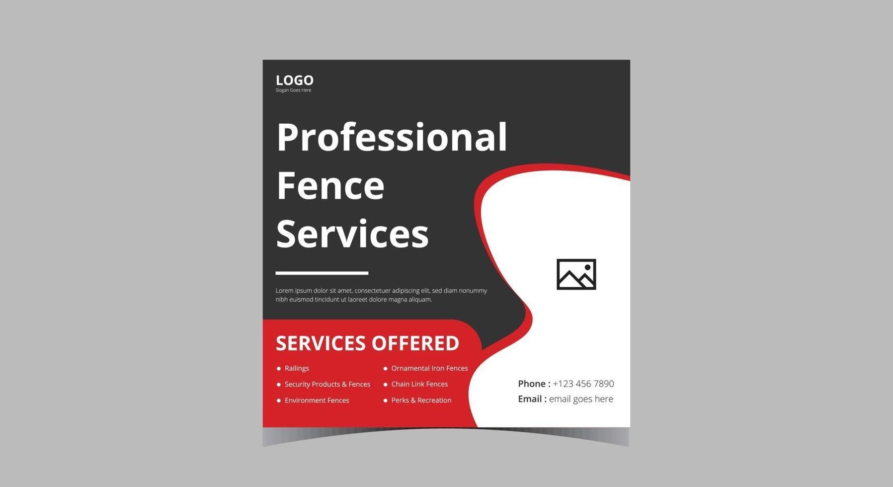 Fencing service social media post design vector