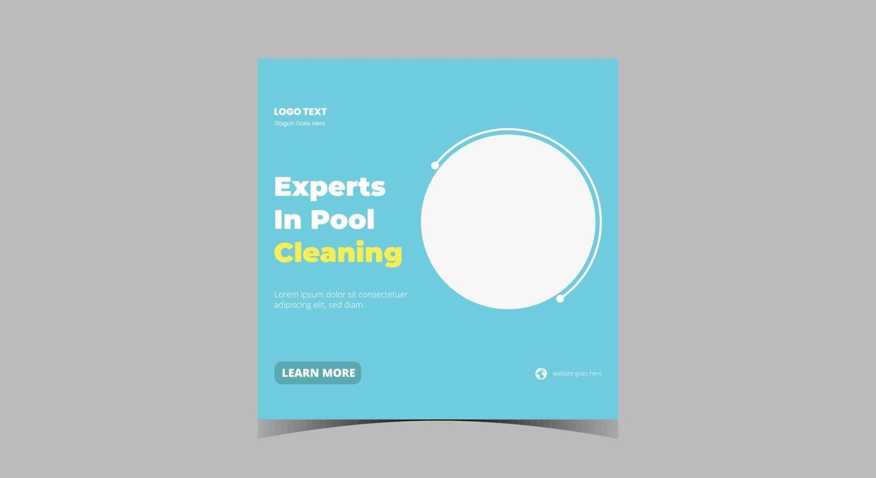 Pool cleaning service social media post vector